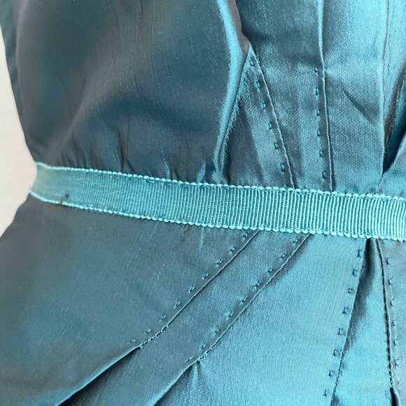 Moschino Teal Satin Cap Sleeve Party Dress - Picture 5 of 15